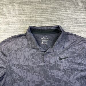 Nike Polo Shirt Mens Large Blue Vapor Camo Dri Fit Golf Jacquard